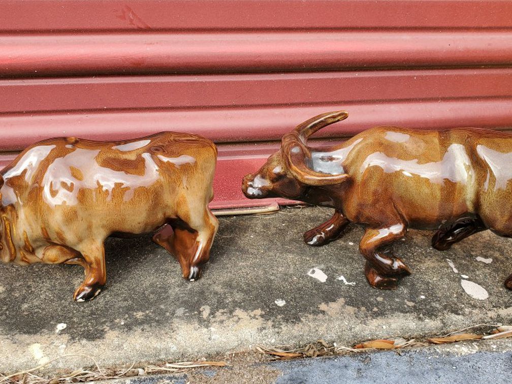 Ceramic Bull And Cow