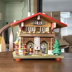 ***VINTAGE** *Music Box NOT Working~Thermometer WORKS* Thermometer/Bank Cottage 