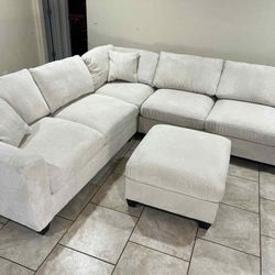 New 99x99 Corduroy Sectional Couch 
