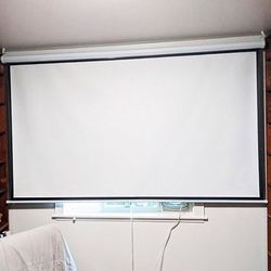 $60 (New in box) Manual 100” 16:9 projector screen manual pull down matte white viewing area: 87x49” 