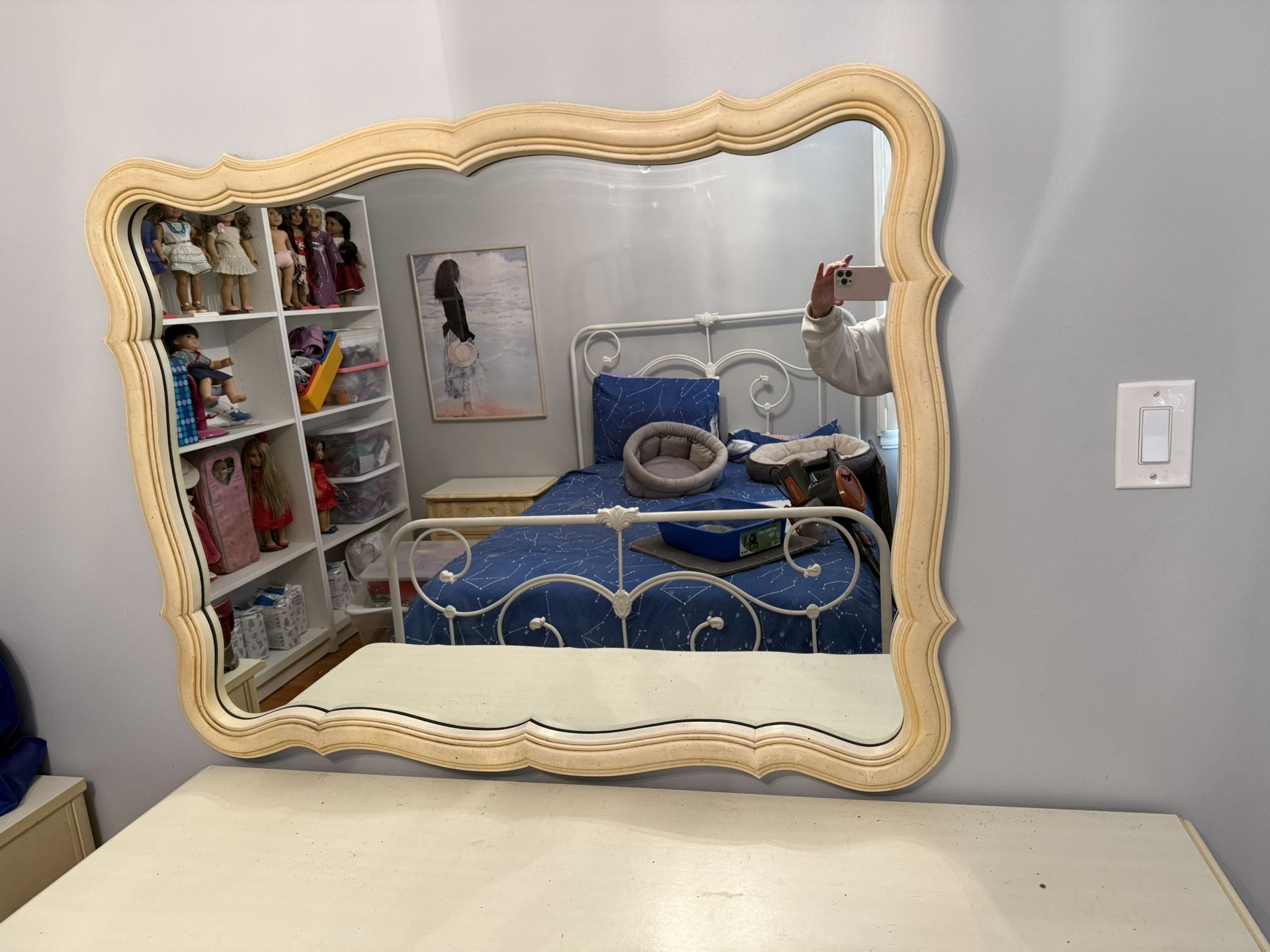 Vintage Bedroom Set. Dresser, Desk, Nightstand And Cute Cabinet