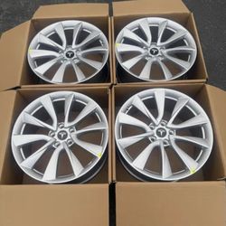 Set of 4 Tesla Model 3 19 Inch Silver Stiletto Wheels Rims (2017-2022) 19x8.5 5x114.3