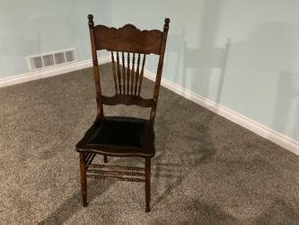 Antique High Back Chair with Carved Back