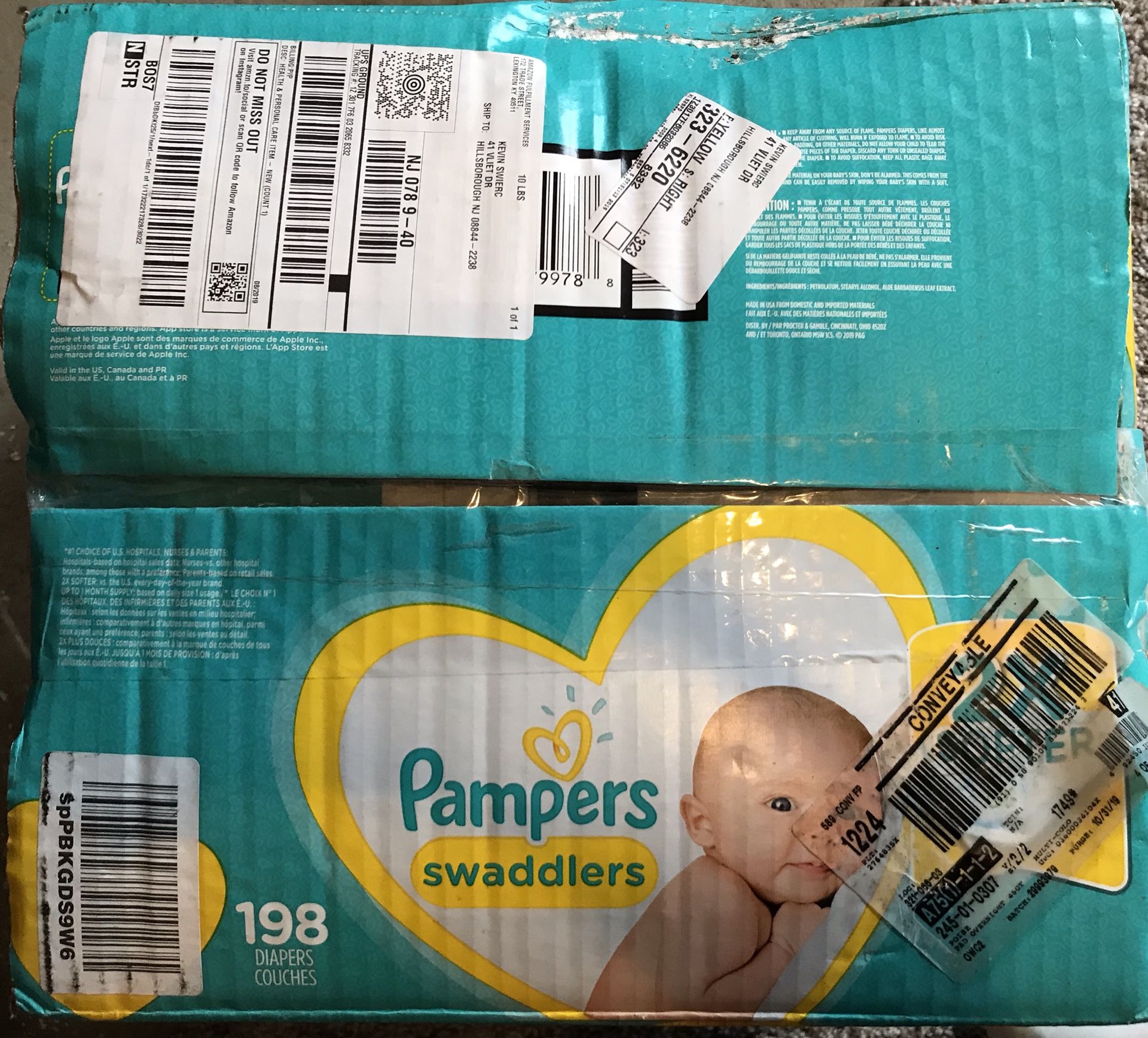 Pampers Swaddlers Size 1 - 198 count - NEW