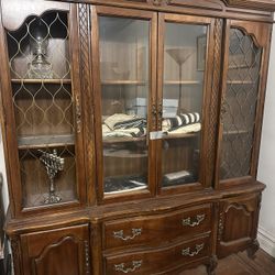 Vintage Solid Wood China Cabinet / Hutch 