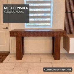 Walnut Finish Wood Console Table