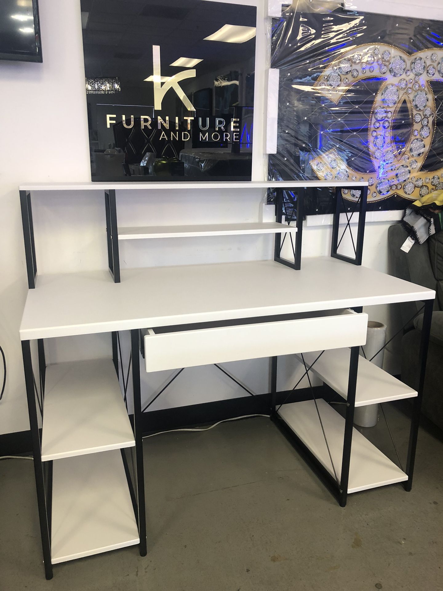 New White Wood /black Metal Desk K Furniture And More 5513 8th Street W Suite 10 Lehigh