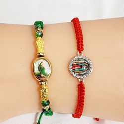 Pulsera De La Virgen Y De San Judas Baño De 14k / Set.of Bracelet Virgen And San Jude