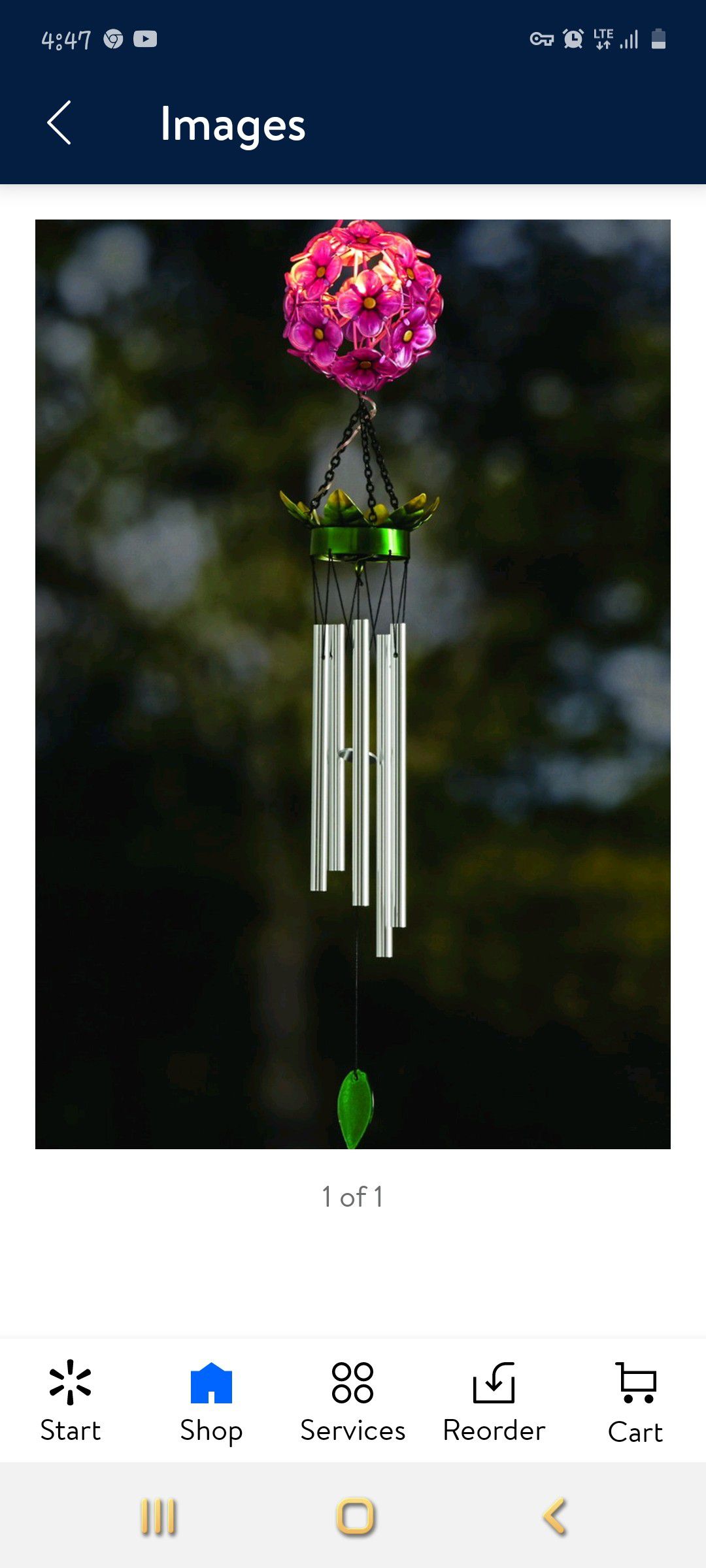 Better Homes and Gardens, Pink Hydrangea, solar powered, LED wind chimes