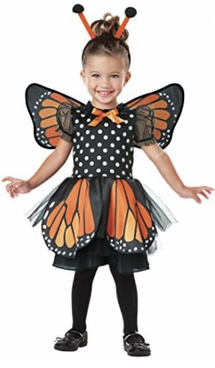 Halloween Costume: Girl's Orange & Black Monarch Butterfly Costume (size Toddler)