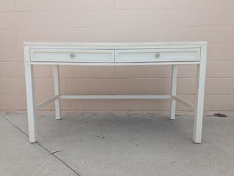 White Wood Desk with Two Drawers