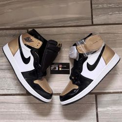 Jordan 1 Patent Gold Toe Brand New Size 11