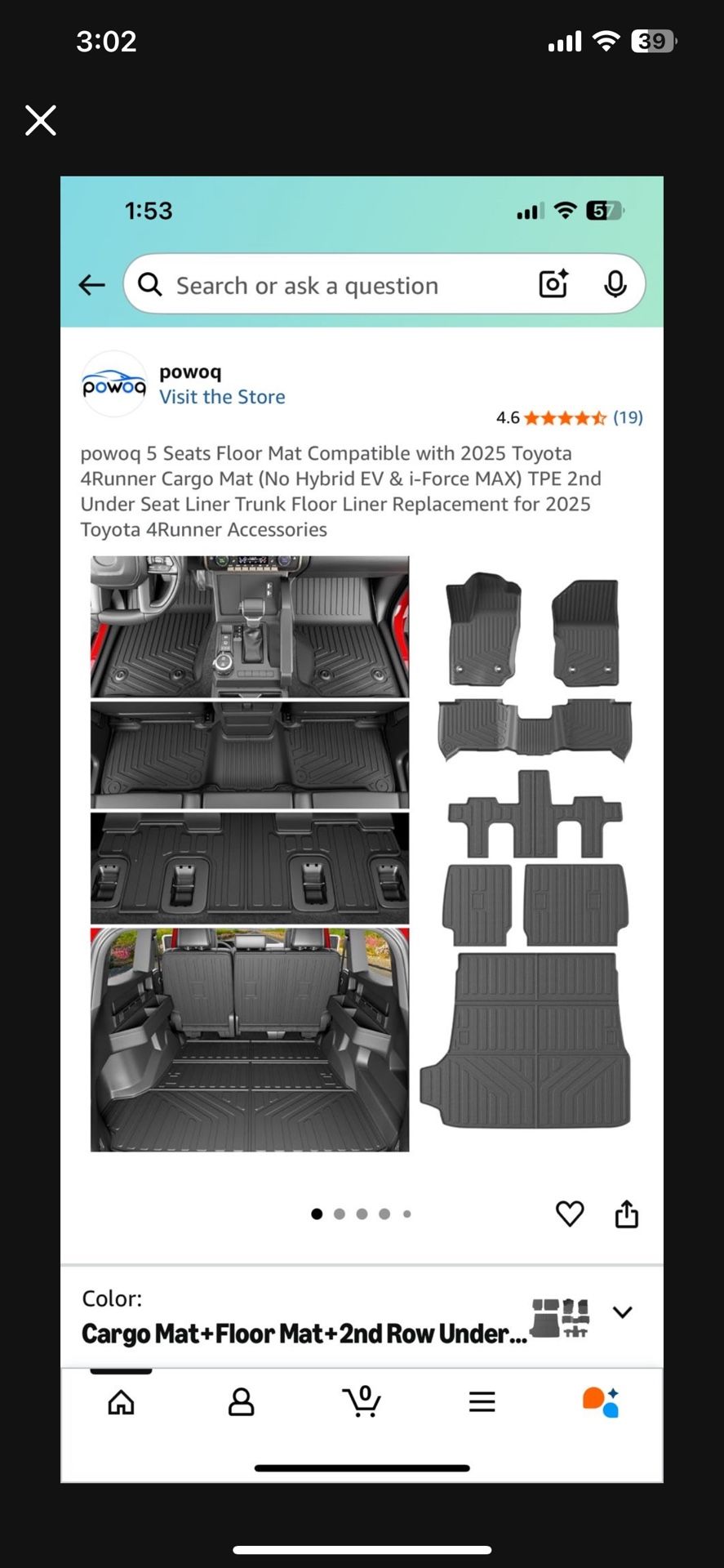 2025 Toyota 4 Runner Floor Mats ( 7-piece)