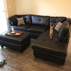 New dark espresso bonded leather sofa sectional