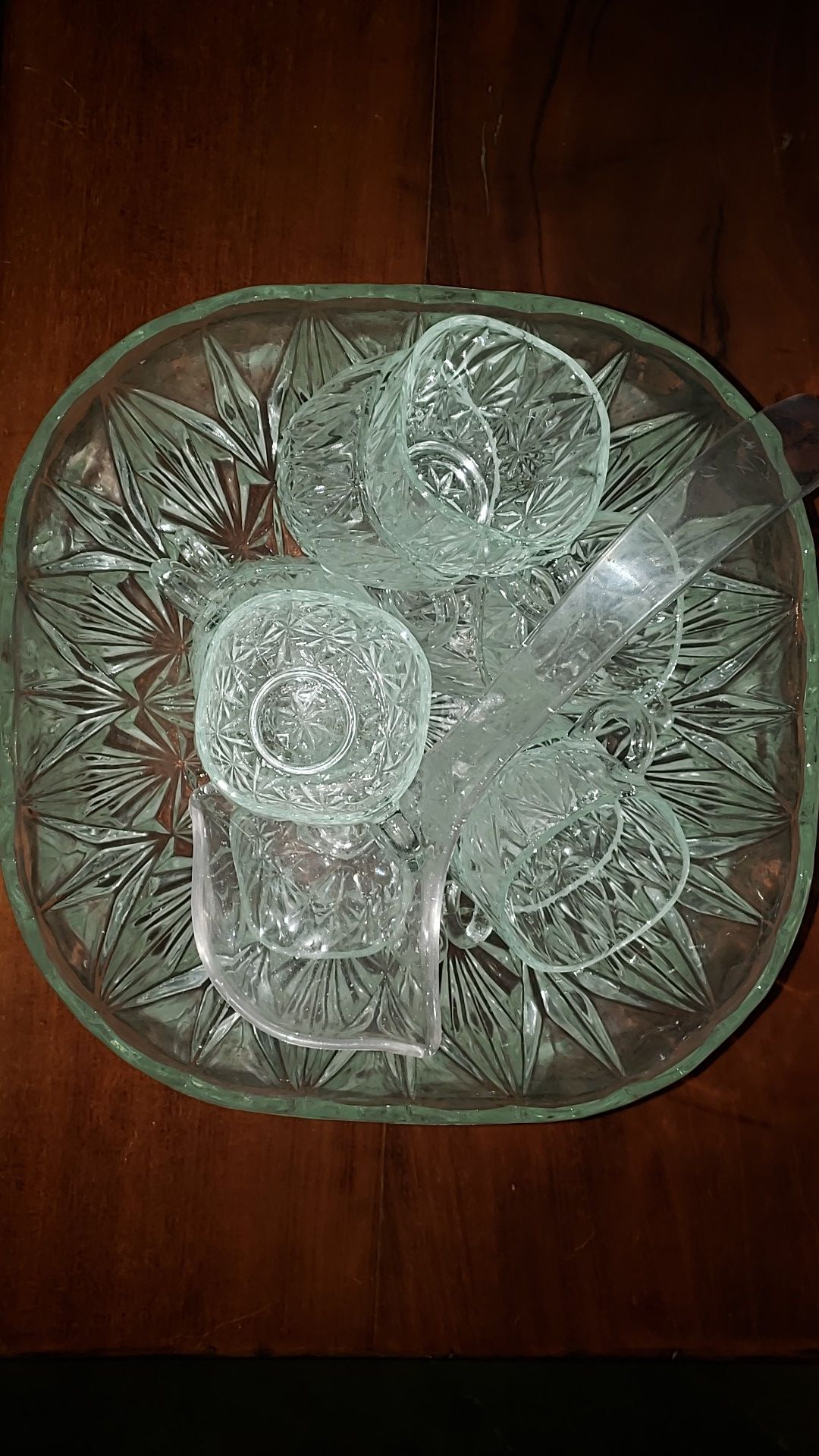 Crystal punch bowl set