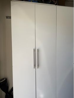 White Tall storage cabinet for Garage