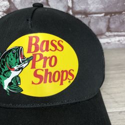 Bass Pro Shops Outdoor Fishing Trucker Hat Mesh Cap Adjustable SnapBack Black