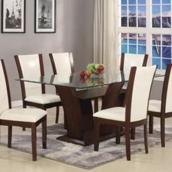 Camelia White-Espresso Rectangular Dining Set

