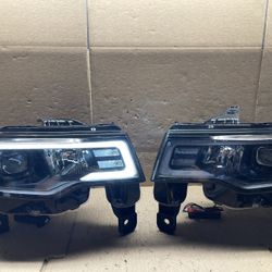#OH80 2017-2022 Jeep Cherokee Black Switchback LED Halogen Headlight Pair 