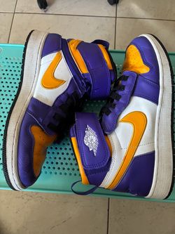 Air Jordan 1 Mid Purple Gold White Sneakers