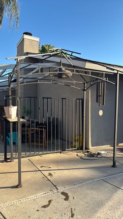 Grill canopy frame and fan