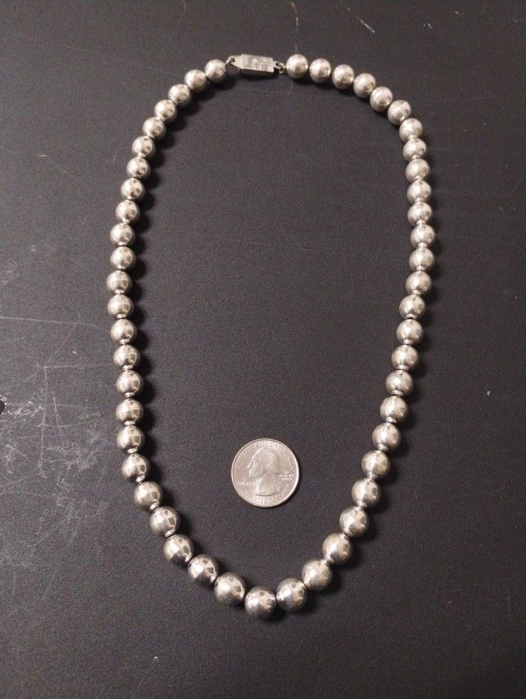 Taxco Sterling Silver Beads Necklace