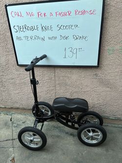 All Terrain Steerable Knee Scooter with Disk Brake