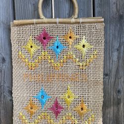 Canvas Straw Seagrass Bamboo Tote Bag Purse