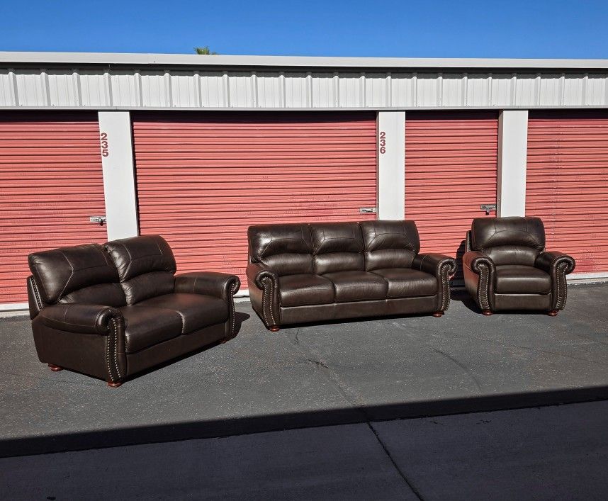 Leather Sofa, Loveseat, and Chair