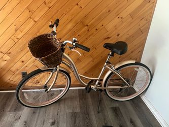 26” Bayside Rose Gold Bike with Basket
