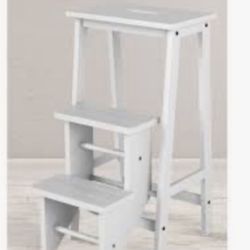 Folding Wooden Step stool White 