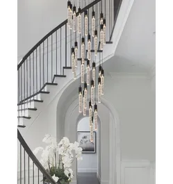 Addiley 12ft Large Dimmable Chandelier High Ceilings 28 Lights Crystal Bubble Column Chandeliers Lighting