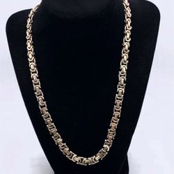Solid Srerling Silver Unique Link Necklace 22 Inches 71.9 Grams 