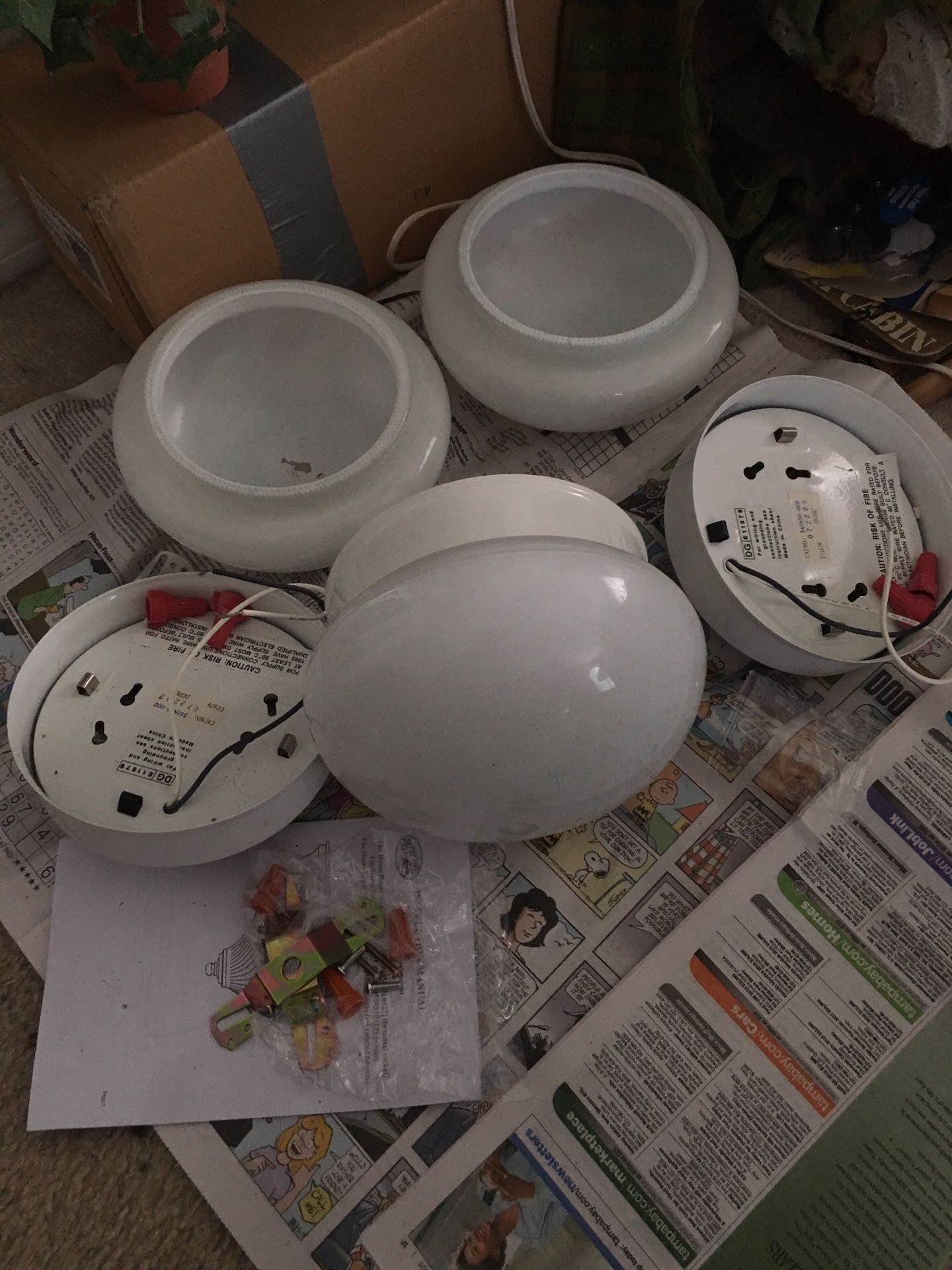 Set of 3 working ceiling hall flush mount light fixtures
