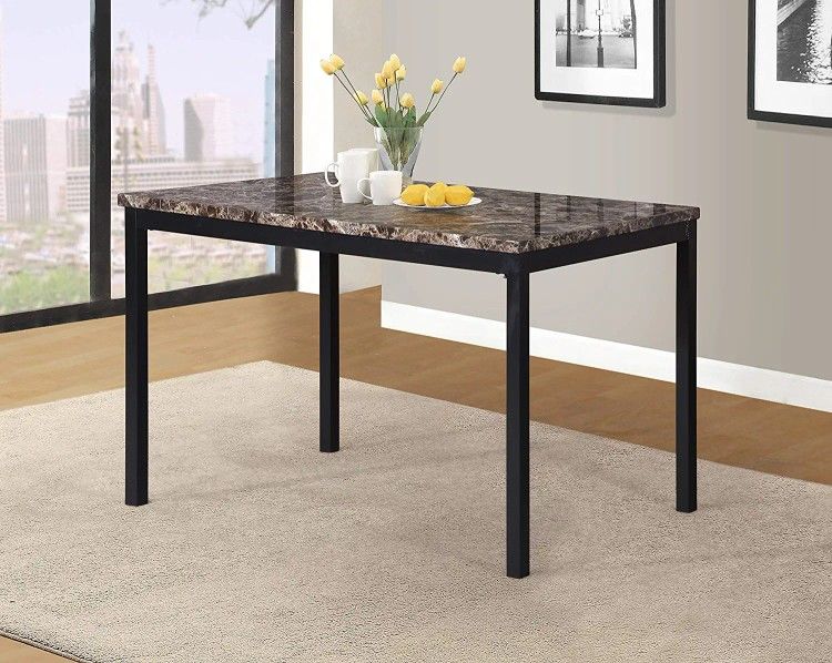 *Brand New* Metal Dining Table with Laminated Faux Marble Top