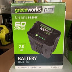 Greenworks Pro 60-Volt Max 2 Ah Rechargeable Lithium Ion (Li-Ion) Reconditioned Cordless Power Equipment Battery