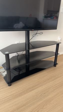 TV Stand with Mount with 3 Tier Tempered Glass Shelves for 32-70 inch TVs