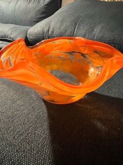 Hand blown glass candy dish