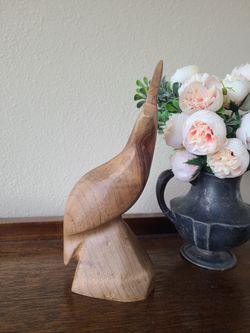 Vintage MCM Wood Quail Sculpture