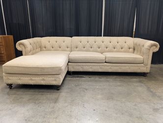 Bernhardt Beige Tufted Armchair with High Back