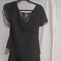 Black Chiffon Short Sleeve Blouse Size 12