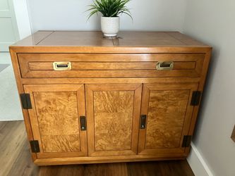 Vintage Flip Top Rolling Bar Cabinet Or Server