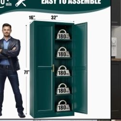 71" Tall Metal Storage Cabinet, Kitchen Pantry Storage Cabinets with Doors and 4 Shelves, Food Pantry Cabinet, Large Cupboard, Utility Steel Cabinets 