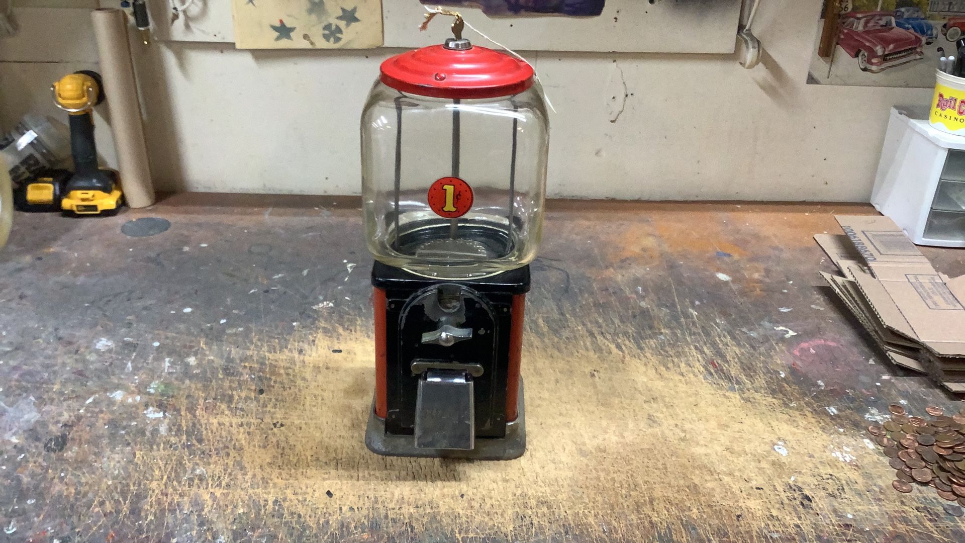 Vintage 1cent Gumball Machine