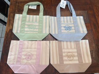 Set of 4 Trader Joe's Reusable Mini Canvas Tote Bags – Pastel Colors – New with Tags $25 each