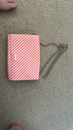 Kate Spade pink and white striped crossbody bag