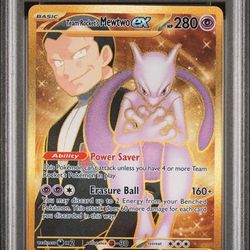 TEAM ROCKET'S MEWTWO EX 240/182 Destined Rivals Hyper Rare Gold Pokemon Card Mint PSA 10