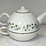 Royal TARA Fine Bone China Ireland Shamrock Individual 3pc Tea Set Teapot w/Cup