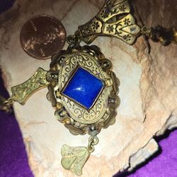 Lapis, Brass necklace 