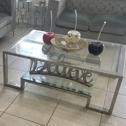 Coffee table chrome and glass At Z Gallery